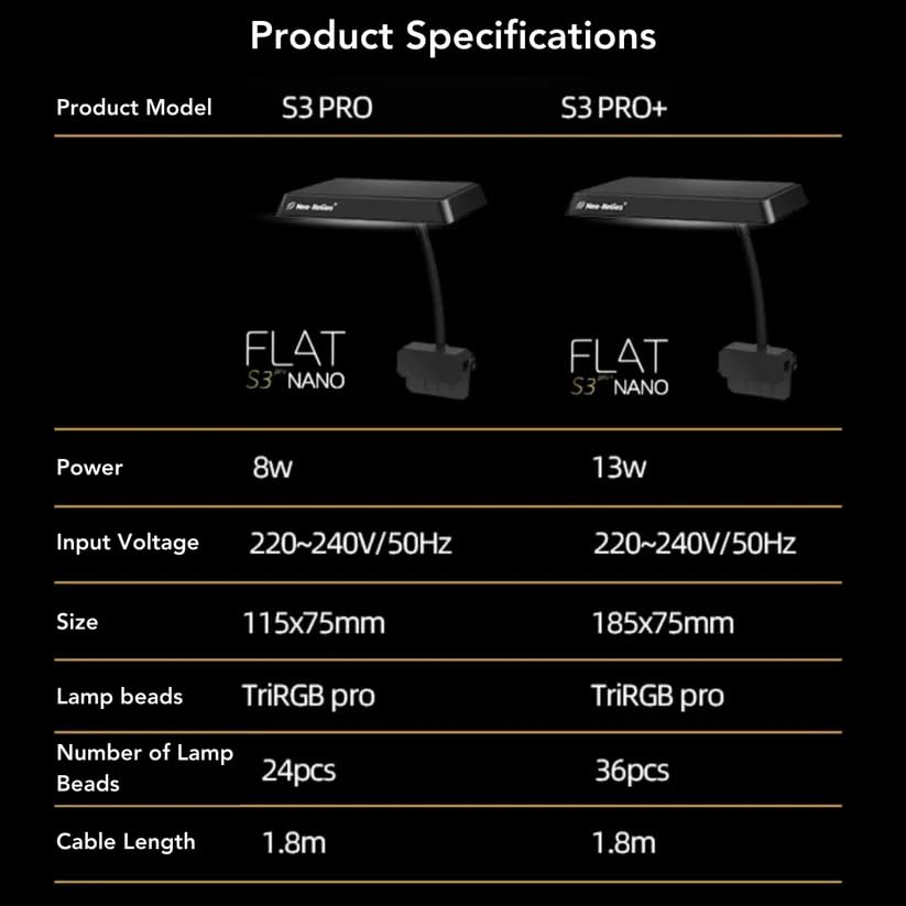 Neo Helios Flat Nano S3 Pro (8Watts) High Brightness Vivid Solar Color 10000K | Clip on Back Planted Aquarium Fish Tank Light