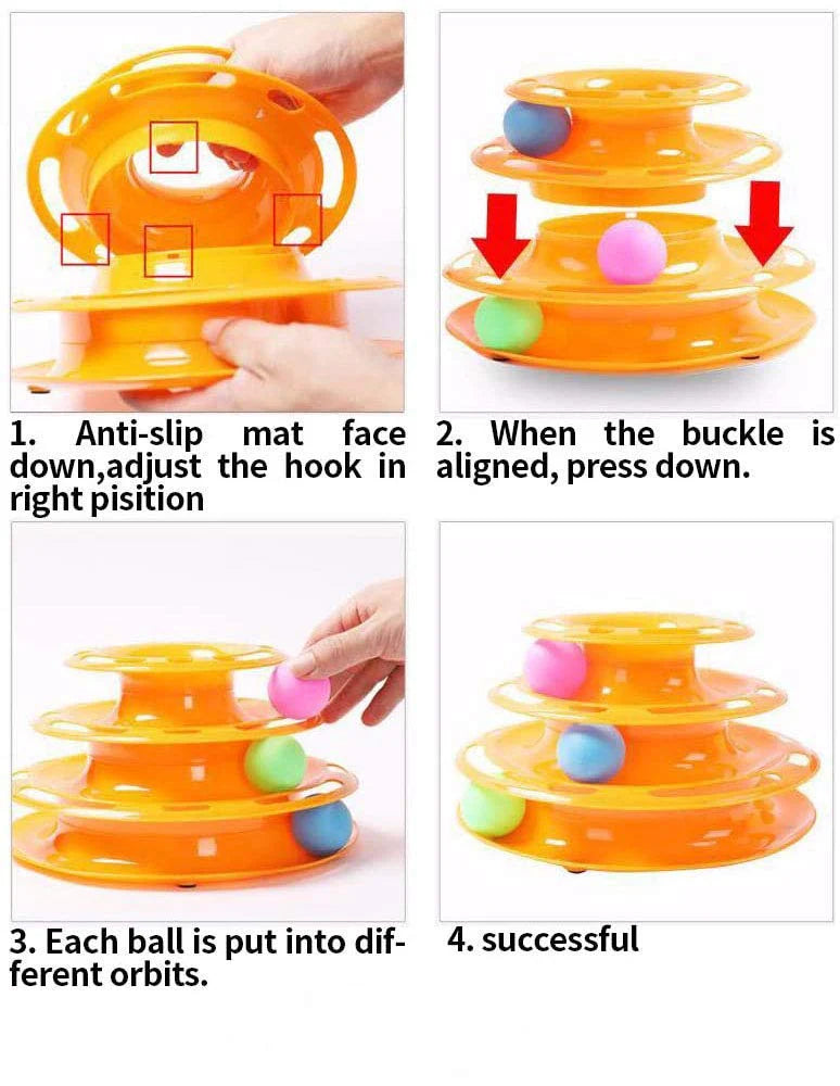 3-Level Cat Tower Ball Toy