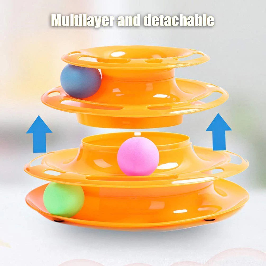 3-Level Cat Tower Ball Toy