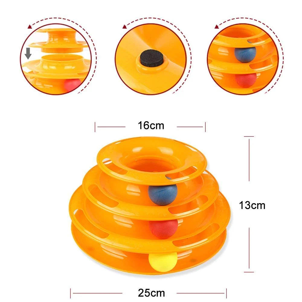3-Level Cat Tower Ball Toy