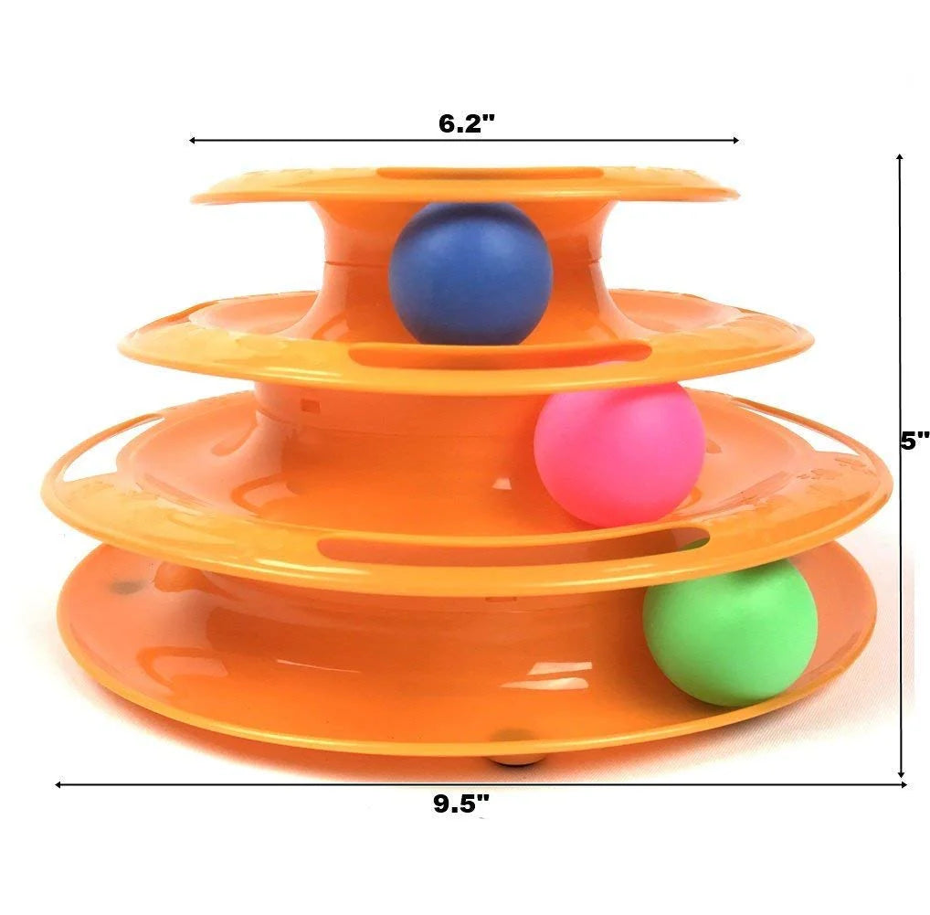 3-Level Cat Tower Ball Toy