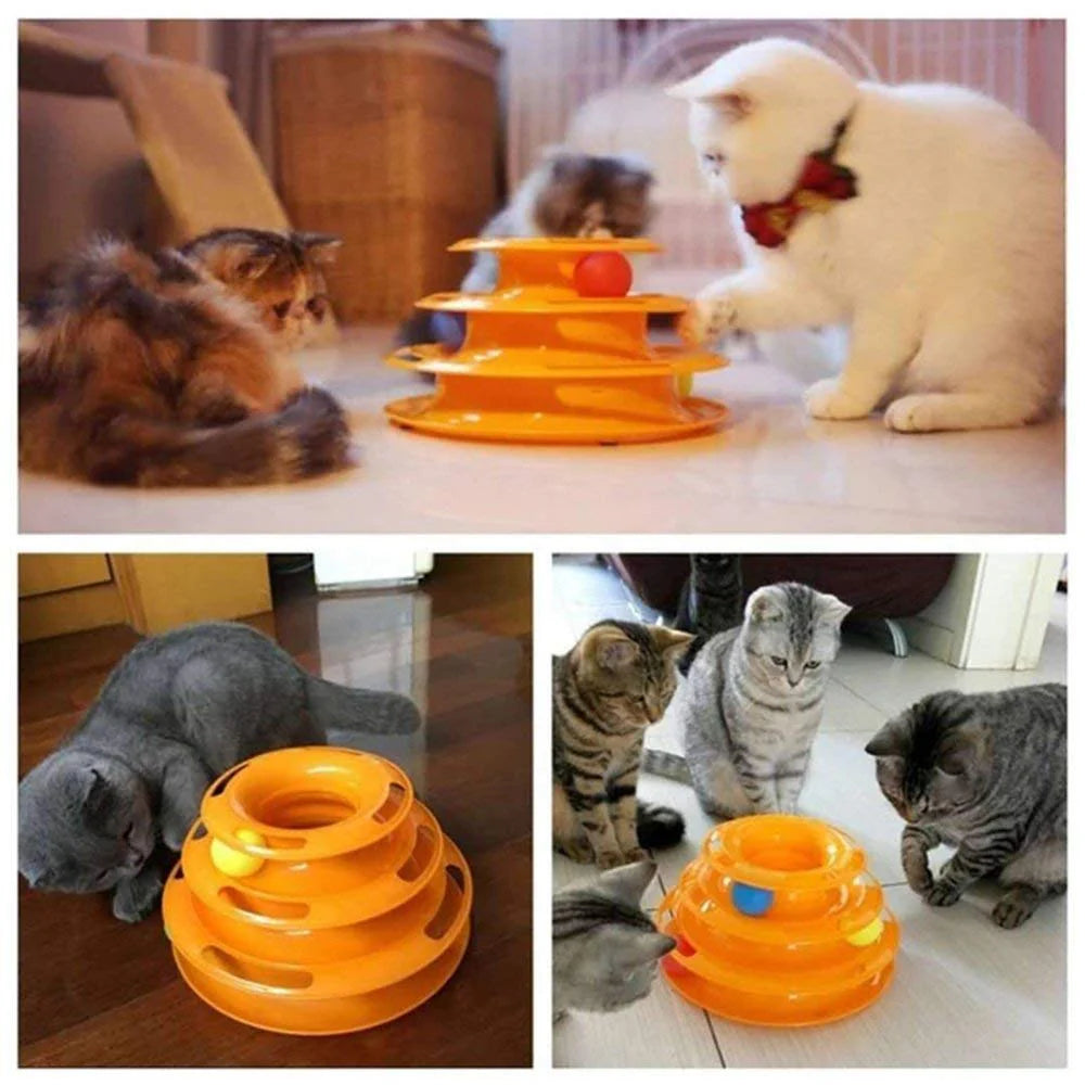 3-Level Cat Tower Ball Toy