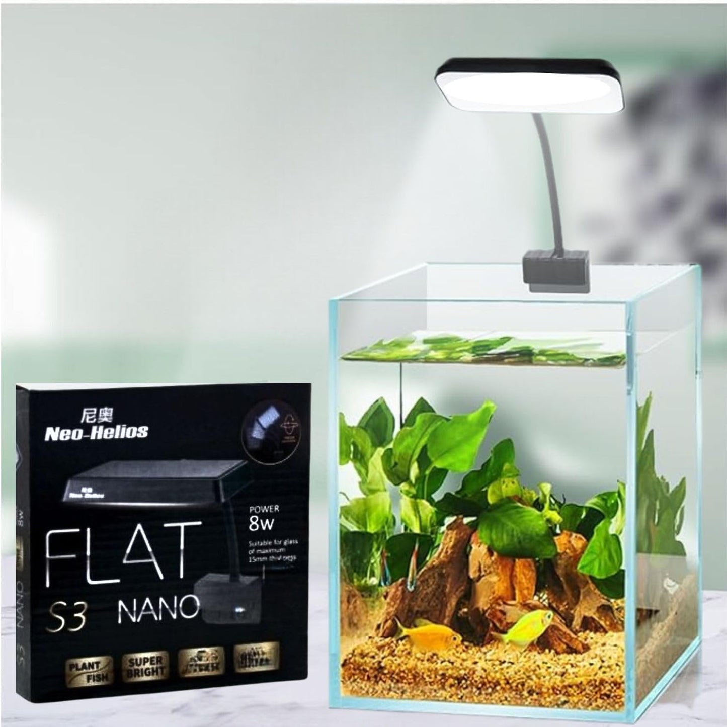 Neo Helios Nano S3 | 8 Watts Clip on Aquarium LED Light Suits up to 2 Feet Fish Tank