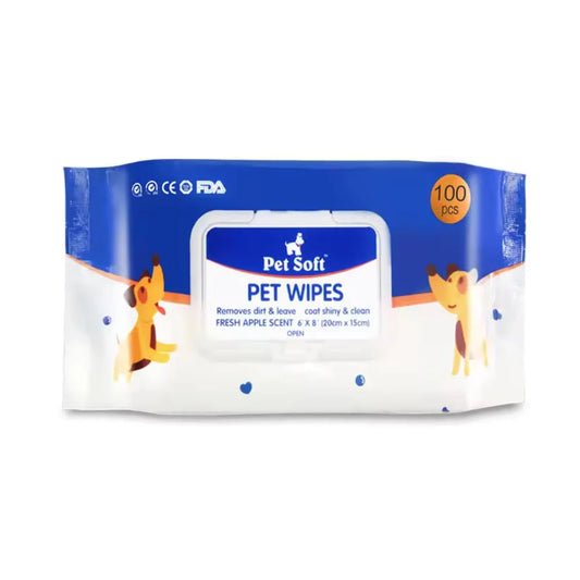 Anti-Bacterial Pet Wipes – 100 Wet Wipes with Apple Scent