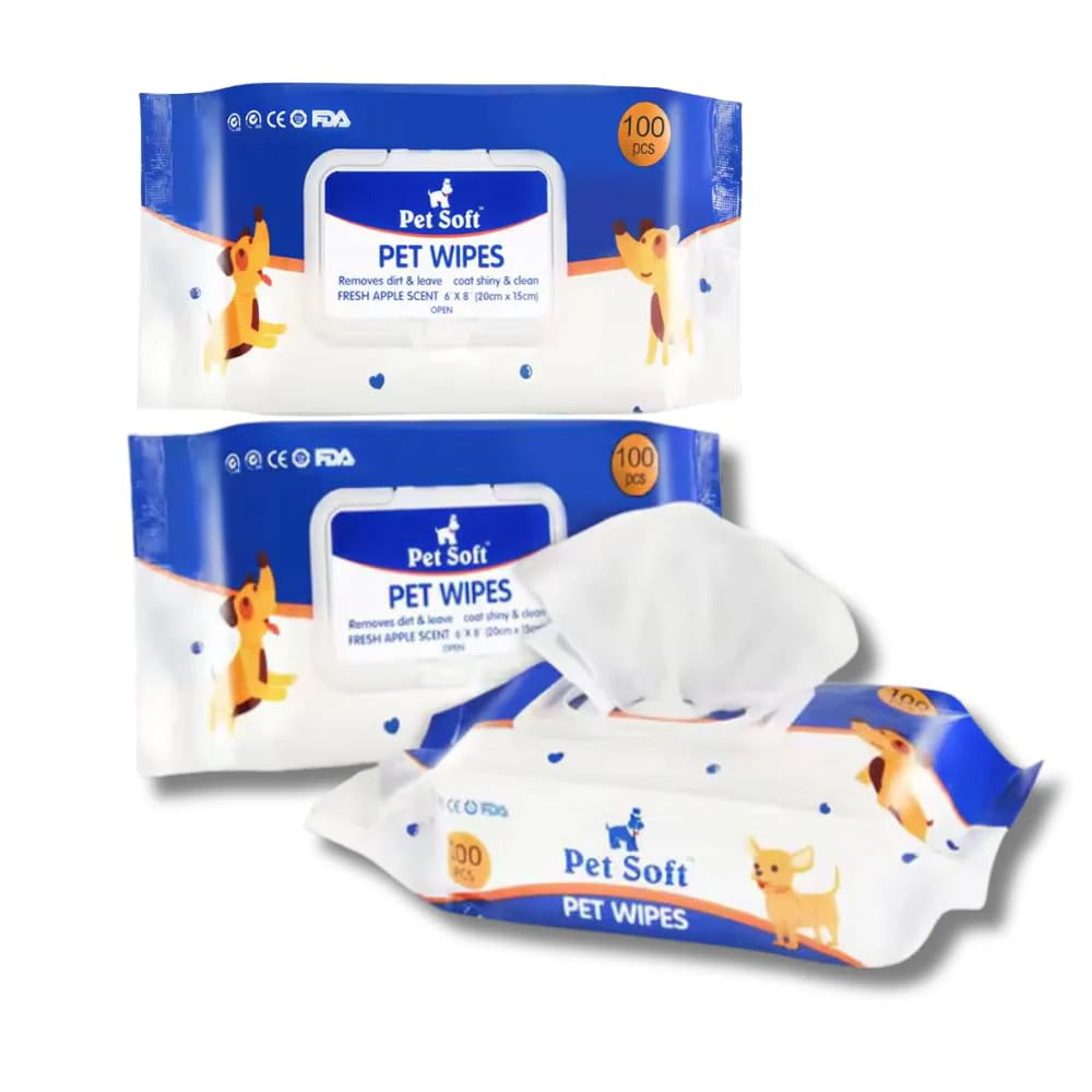 Anti-Bacterial Pet Wipes – 100 Wet Wipes with Apple Scent