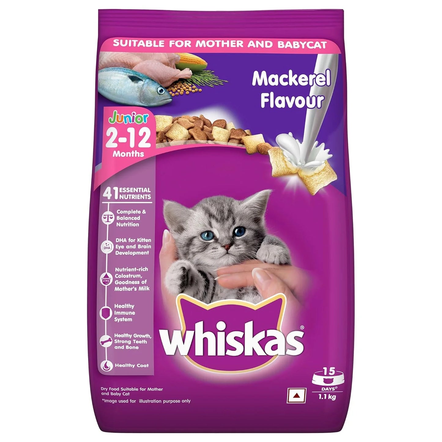 Whiskas Mackerel Kitten Dry Cat Food 1.1 Kg