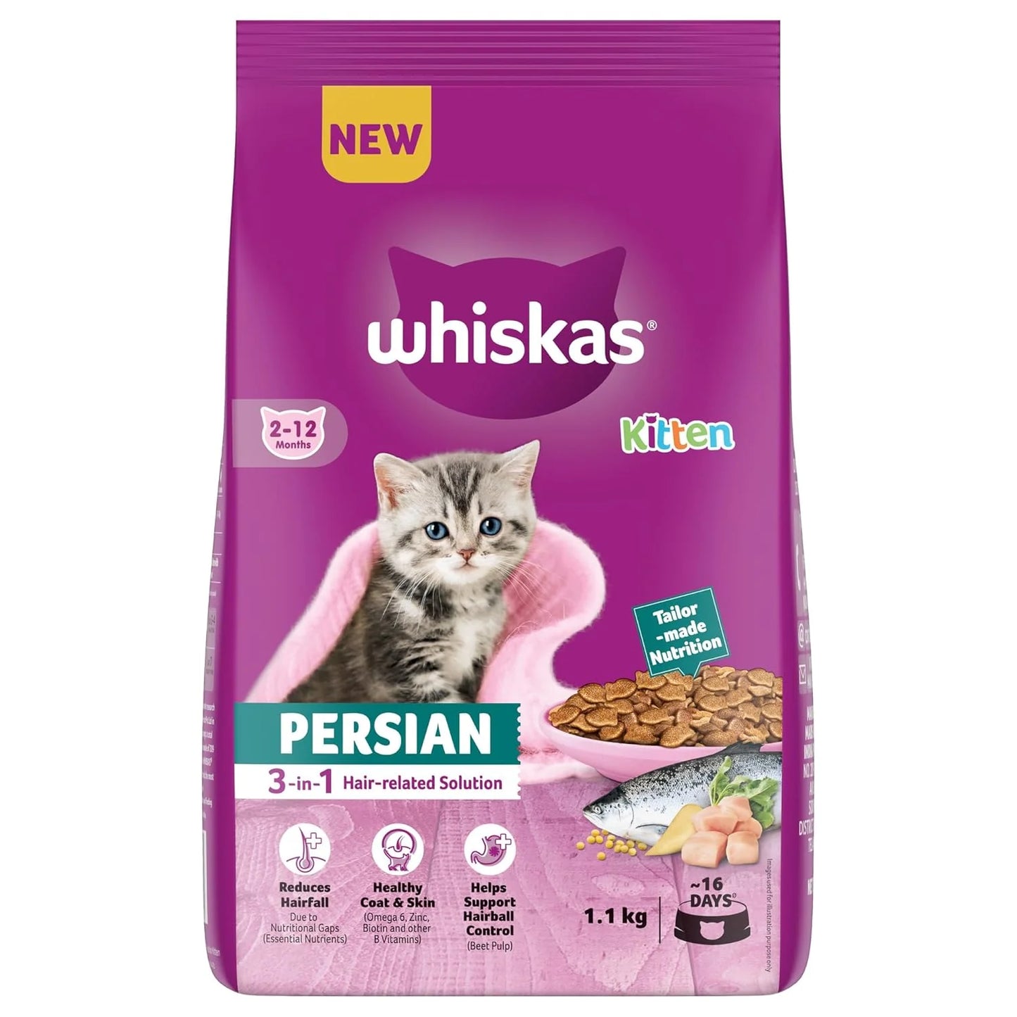 Whiskas Persian Kitten Dry Cat Food 1.1kg
